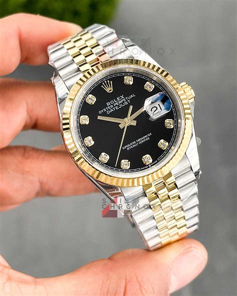 rolex 36mm 2 tones diamonds